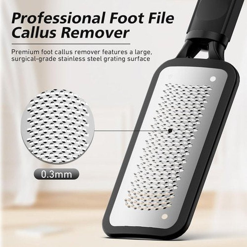 BALUCA Professional Foot File & Callus Remover - Stainless Steel Rasp for Smooth, Soft Feet | Black