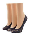 HUE Women's Perfect Edge Liner, 3 Pair Pack, Black - 2 Lace, 1 Solid, One Size