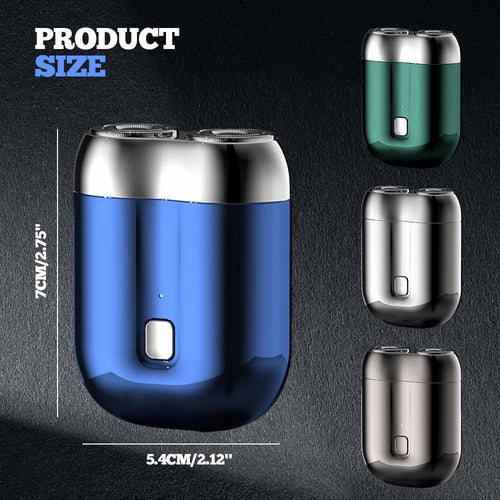 2026 New Upgrade Pocket Shaver USB Mini Shavers for Men, Rechargeable Electric Mini Portable Razor, Washable Double Head Razor, Waterproof Compact Electric Shaver for Home, Car, Travel (Blue)