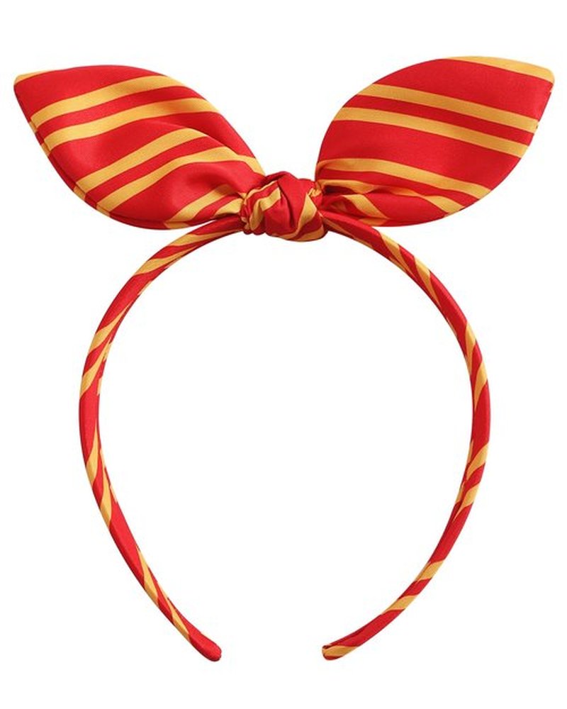 JiaDuo Knotted Bow Headband for Women Wizard Costume Striped Headwear Halloween Party Trip Witch Cosplay Hair Accessories Red