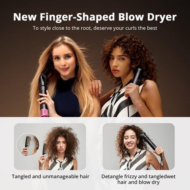 Air Wrap Hair Styler, Fast Drying Blow Dryer & Curling StylingTool, Hot Air Styler No Heat Damage, Hot Air Styler Wrap for Curling Volumizing Straightening Styling（Pink）