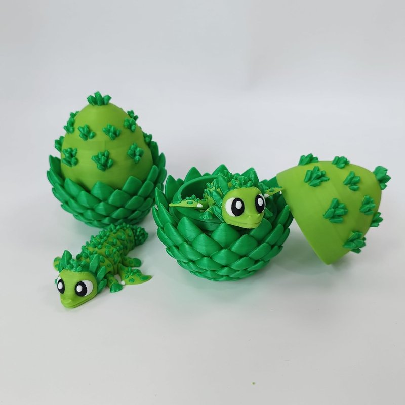 Enchanted 3D Egg - Handcrafted Collectible with Miniature Green Crystal Dragon Inside | Fantasy Decor & Gift