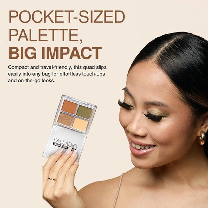 Palladio Eyeshadow Quads Velvety Pigmented Blendable Matte, Metallic & Shimmer Finishes, Creamy Formula, Four Way Quad Eye Shadow Palette, Talc-Free (Girly)