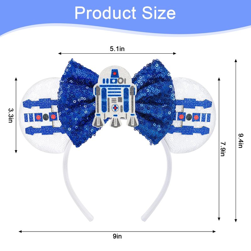 YUNISS Mouse Ear Headbands,Sparkle Mouse Ears Headband for Boy Men Cartoon Princess Costume Cosplay Decoration (Darth Vader)