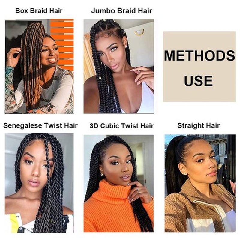 Liang Dian Pre-Stretched Braiding Hair 22 Inch 6 pcs Hot Water Setting Synthetic Hair Crochet Braiding Hair Extension (Mixed black/Dark Purple/Light Purple)