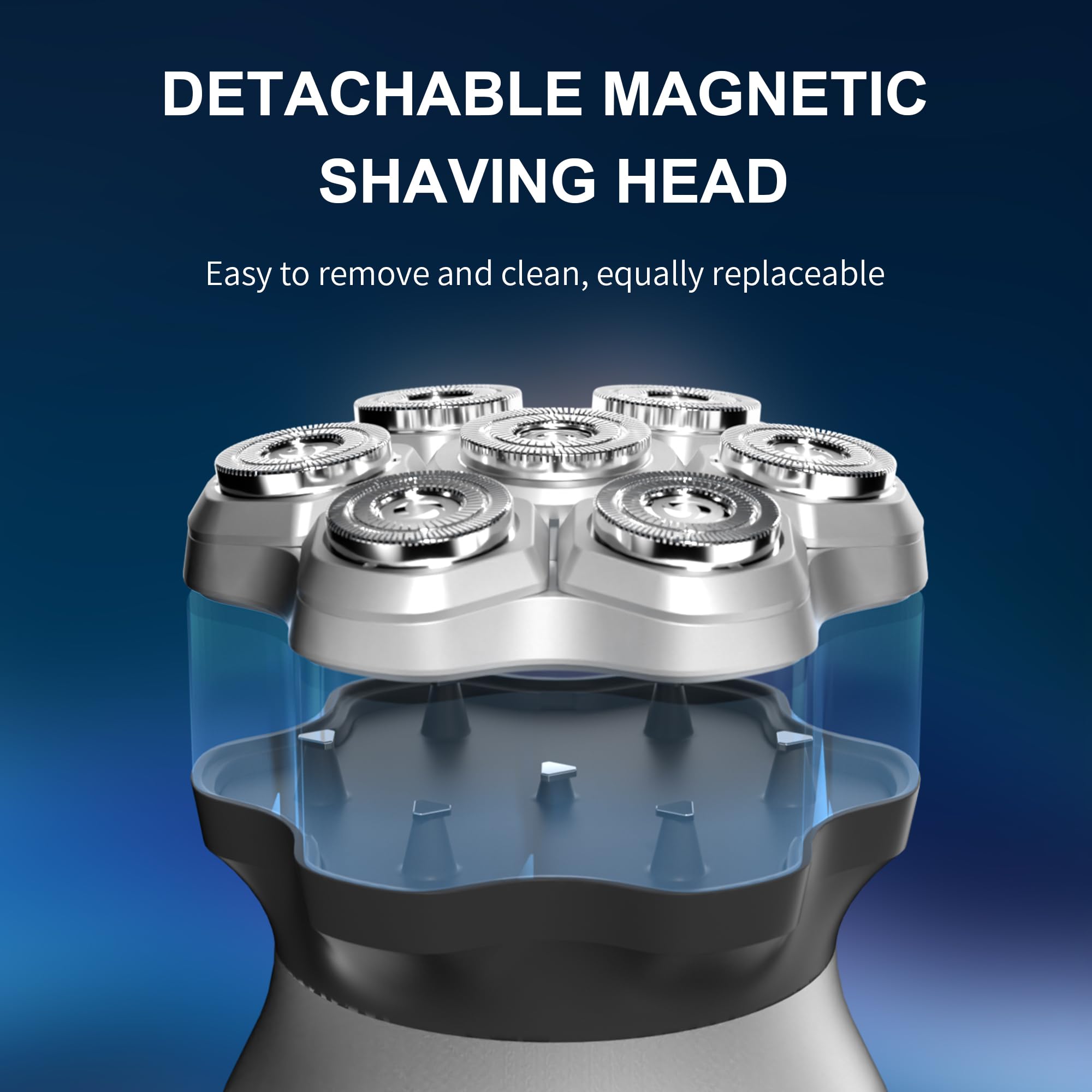 KOMINGDON Head shavers for Bald Men,Upgraded 7D Bald Head Electric Razors,-IPX6 Waterproof Dry Wet Rotary Shavers/Razor for Balder with an Extra agnetic Head（White）