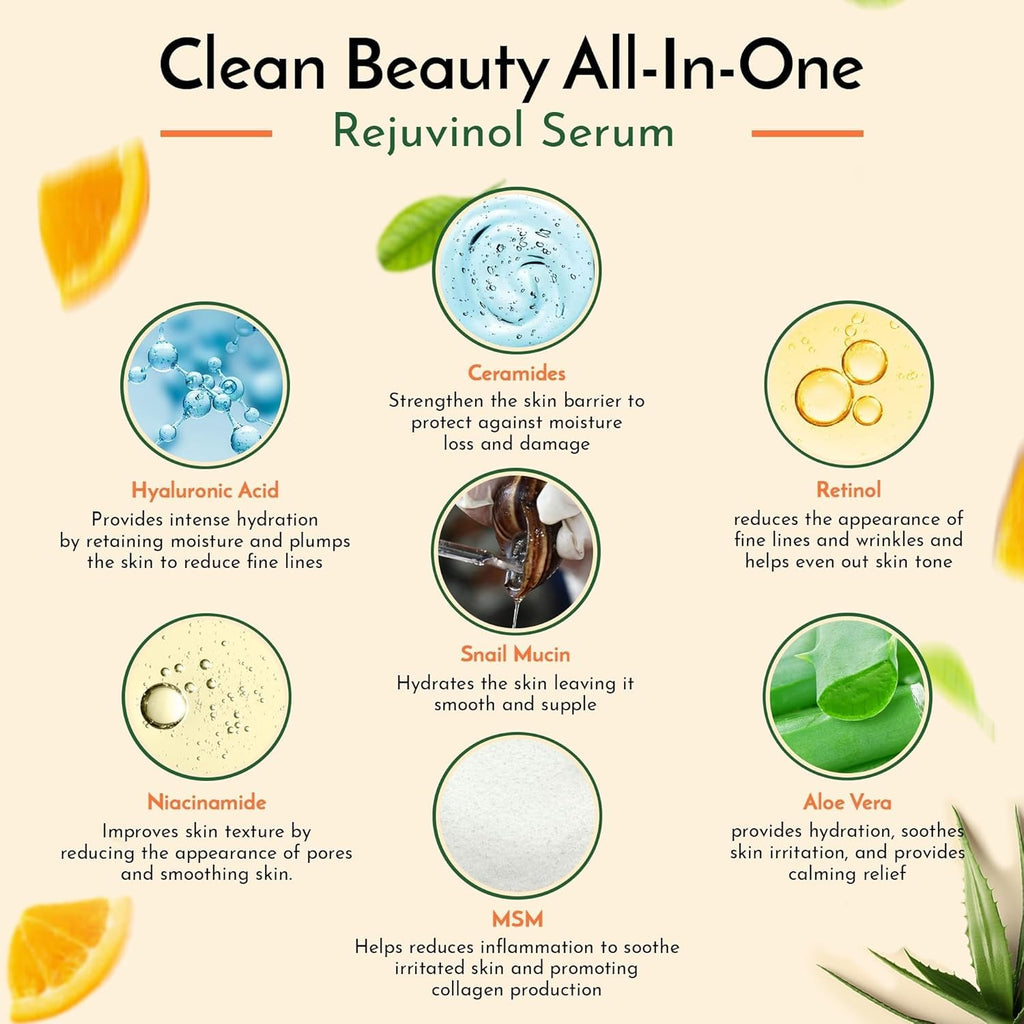 Snail Mucin Serum Vitamin C Face Serum Anti Aging with Hyaluronic Acid Niacinamide Retinol MSM Aloe Vera & Ceramides - Korean Skin Care Glass Skin Dark Spot Remover for Glowing Skin & Beauty (3 Pack)