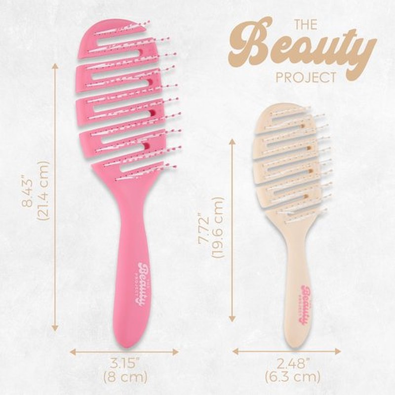 2 Pack Detangling Brush for All Wet or Dry Hair Types - Pain-Free Brushing, Vented Hair Brush - Lightweight Handle - Mommy and Me Brush Set (Crimson Sand)
