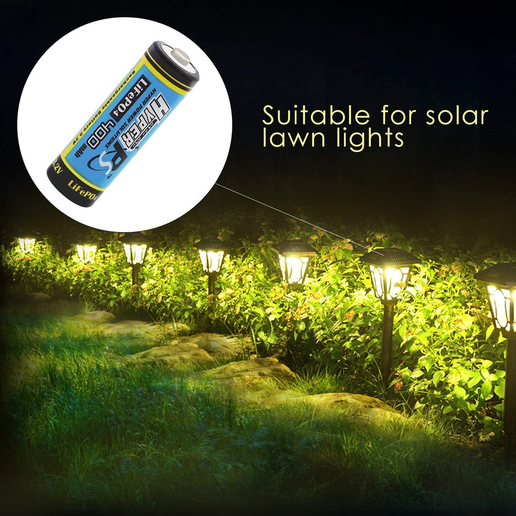 HyperPS 12 Pack 3.2V LiFePo4 14430 (14 x 43mm) 400mAh Rechargeable Battery for Solar Panel Light, Tooth Brush, Shaver, Flashlight