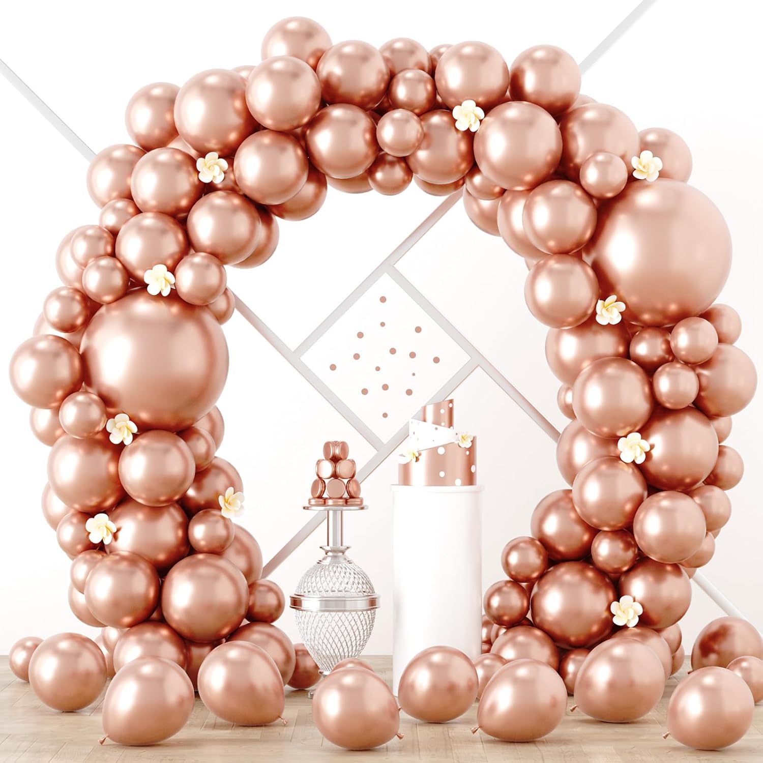 Voircoloria Rose Gold Balloon Garland Kit - 90 Pack of 18/12/10/5 Inch Balloons for Weddings, Graduations & Parties