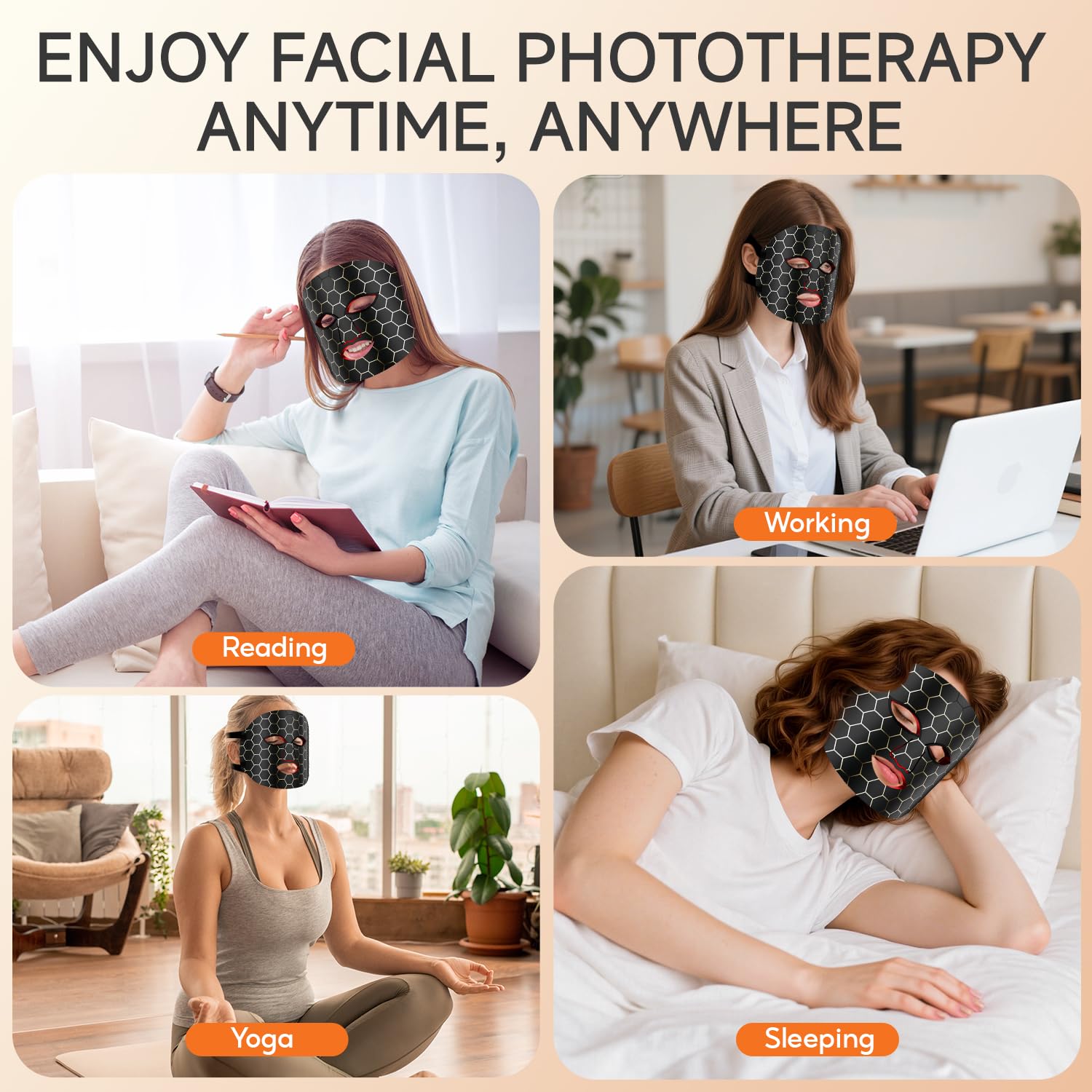 Red Light Therapy Mask for Face,LED Light Therapy mask FM-01, Portable Red Light Therapy Mask (1PC)