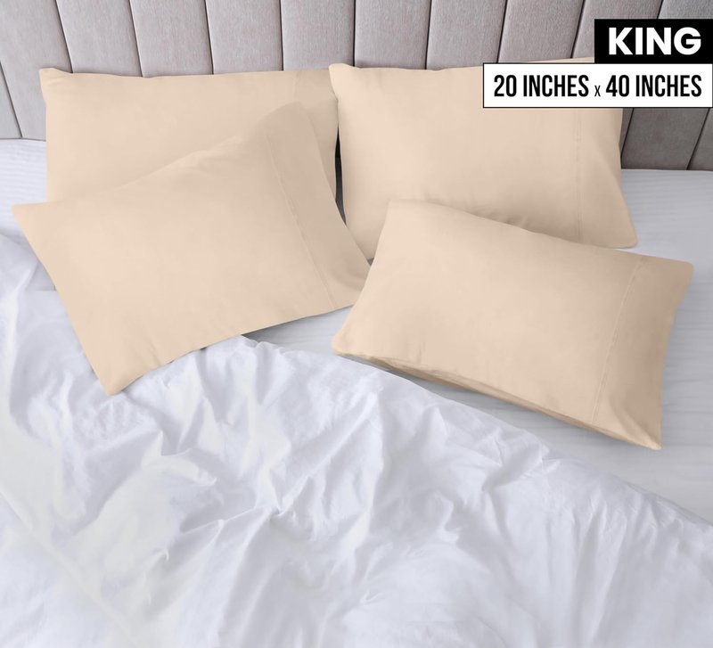 Utopia Bedding King Pillow Cases - 12 Pack Soft Brushed Microfiber - Fade Resistant 20 X 40 Inches | Beige