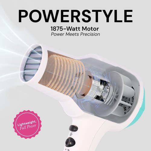 L'ANGE HAIR PowerStyle Turbo Ionic Hair Dryer | 1875 Watt Professional Blow Dryer with Diffuser & Concentrator | Multiple Heat & Speed Settings for Fast Drying | Salon-Grade Styling Tools, White