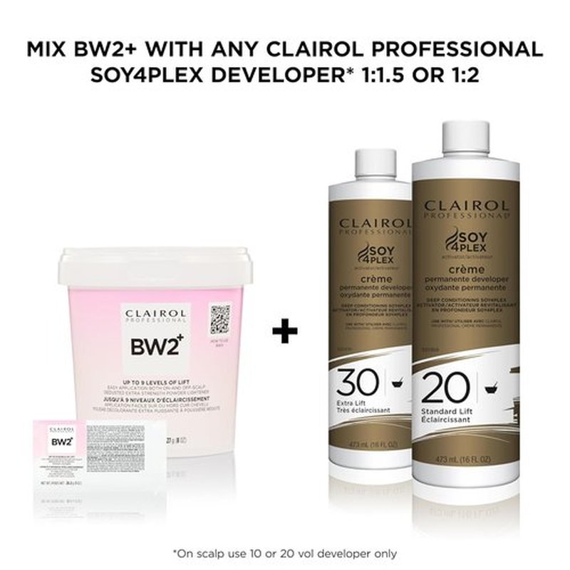 Clairol Professional BW2+ Powder Lightener - Extra Strength for Up to 9 Levels of Lift