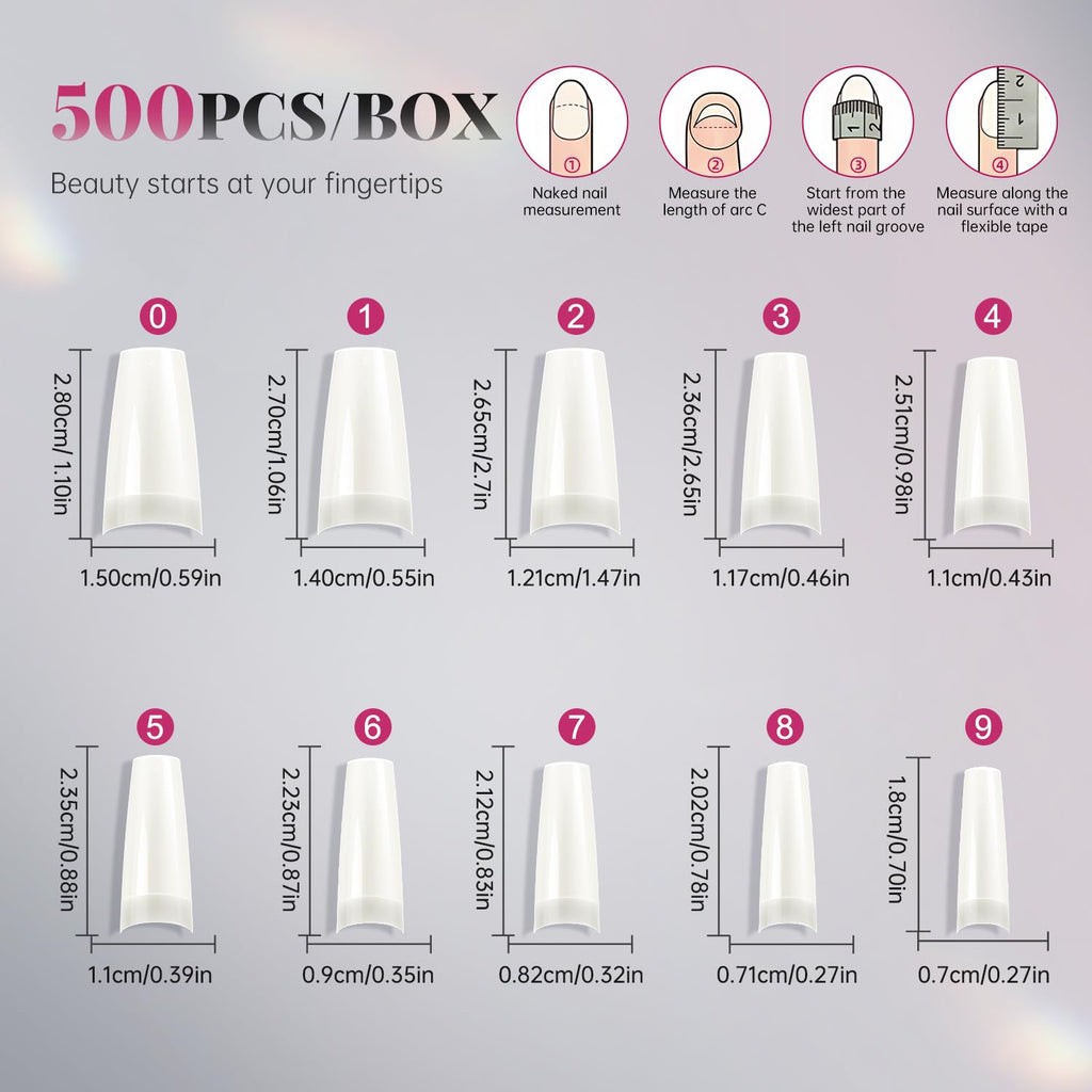 Krofaue 500PCS Soft Gel French Half Cover Acrylic Nail Tips Manicure
