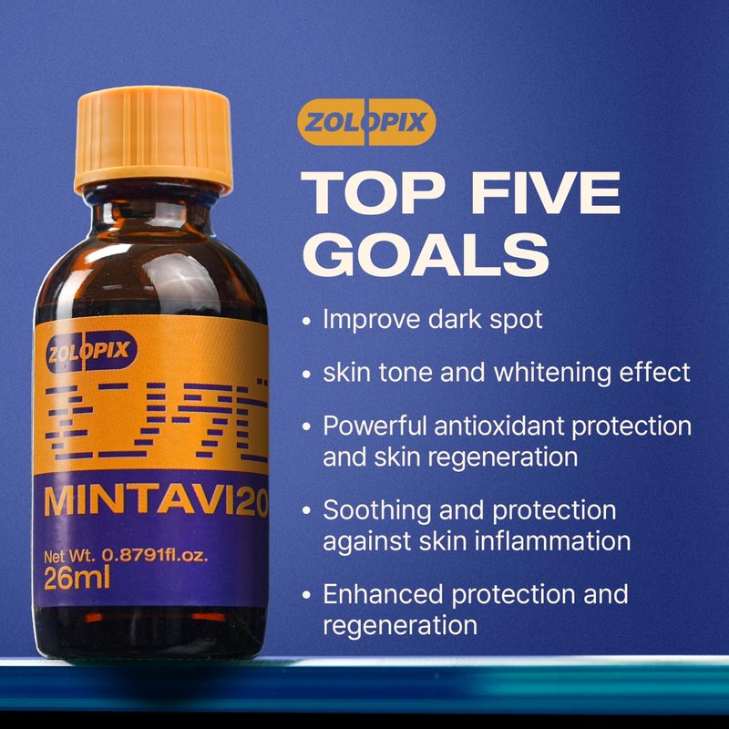 ZOLOPIX MINTAVI20 20% Vitamin C Serum with Ascorbic Acid, Alpha Arbutin & Tranexamic Acid for Brightening Dark Spots | Korean Skin Care for Radiant, Even-Toned Skin, 26ml / 0.879 fl. oz