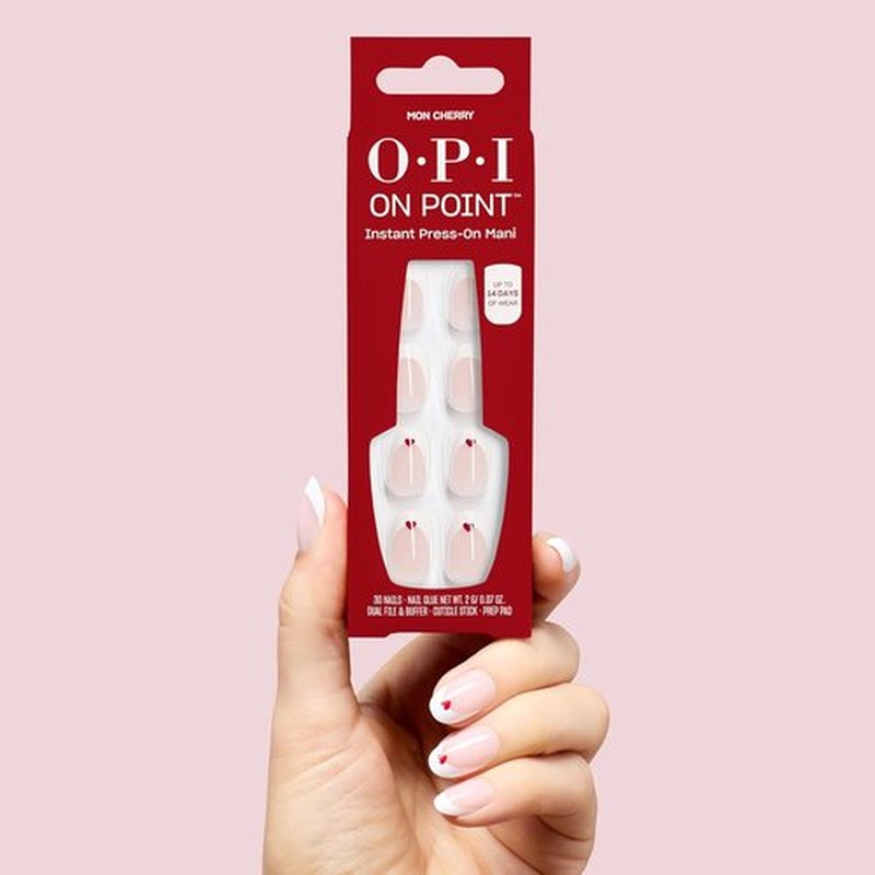 OPI On Point Press On Nails - Long Lasting, Reusable Nail Art | 30 Count in Short Round, Squoval & Almond