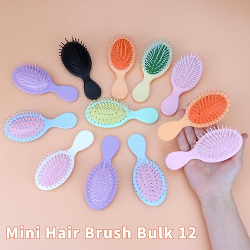 12 Pack Mini Hair Brush Bulk Soft Brush For Hair Travel Detangler Wet Hair Brush Pocket Travel Hair Brush Soft Bristles Hair Brush Small Paddle Hair Brush For Men Women 8 Colors