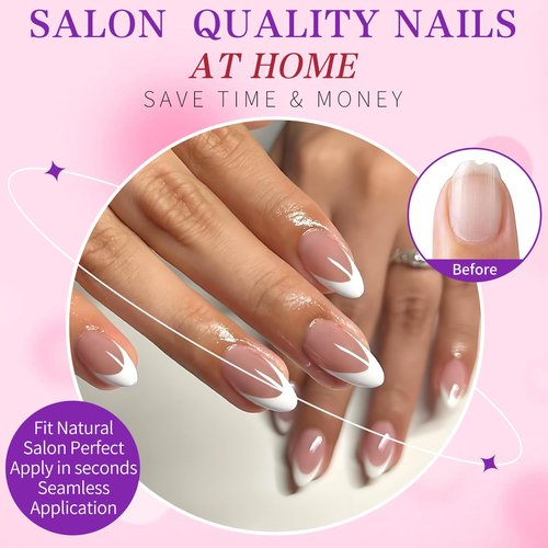 240pc Almond Press on Nails Medium Fake Nails, French Tips Nails Press on Nail Almond Glue on Nails Coffee Acrylic-Nail Medium Press-on French False Nail Artificial Fingernail with Glue Tab