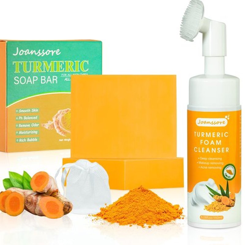 3 Pack Turmeric Soap Bar Turmeric Facial Cleanser for Face & Body, Turmeric Face Wash Turmeric Foaming Cleanser Turmeric Wash Facial Cleanser, Turmeric Bar *2 Turmeric Facial Cleanser 5.28 Fl.Oz