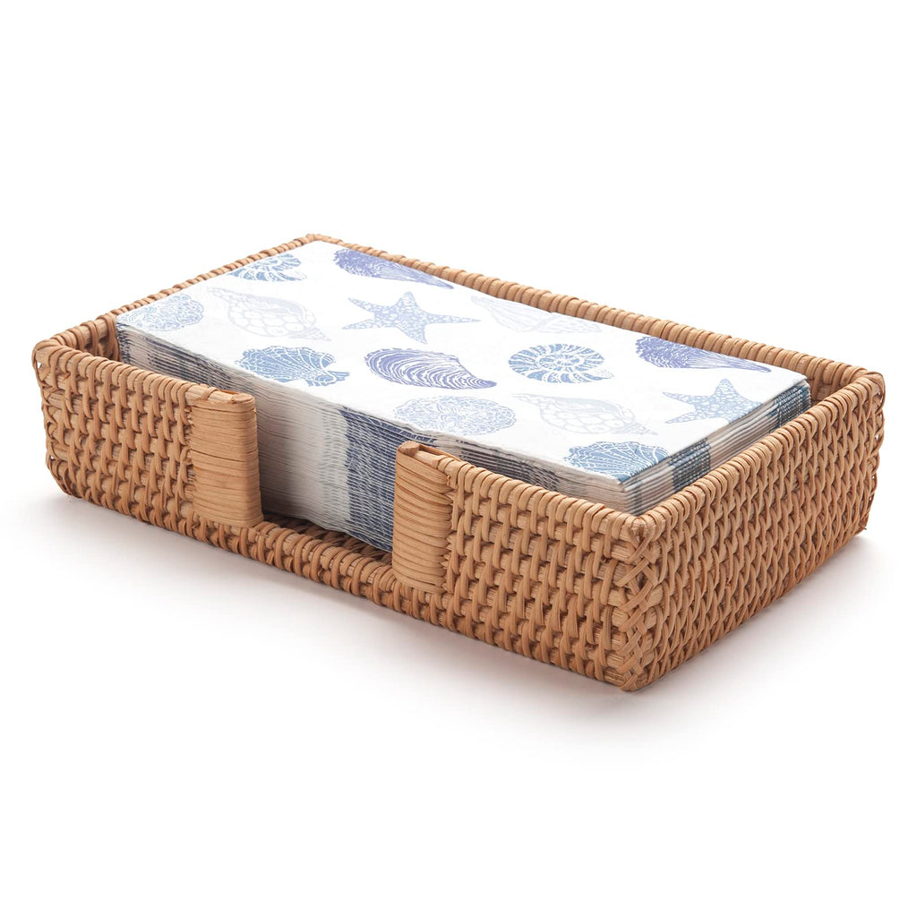 Rattan Napkin Holder Rectangle, 9.5" x 5.5" x 2", Wicker Napkin Tray, Woven Guest Towel Holder for Restaurant/Kitchen/Bathroom Paper Towels for Guests