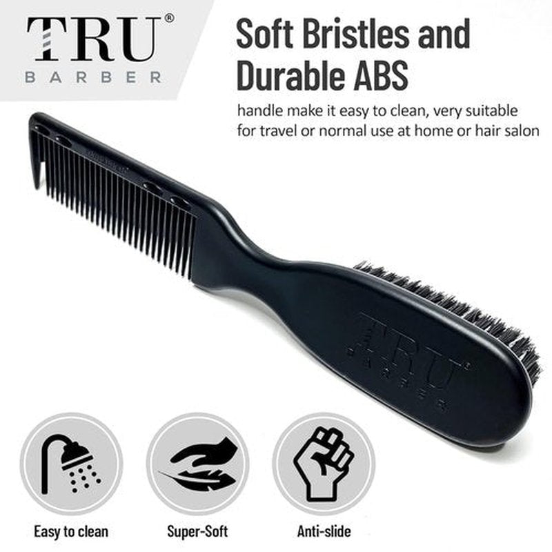 TRU BARBER Pro Fading Brush Set - 2PCS Barber Fade & Cleaning Brushes for Clippers | Beard Styling Tool
