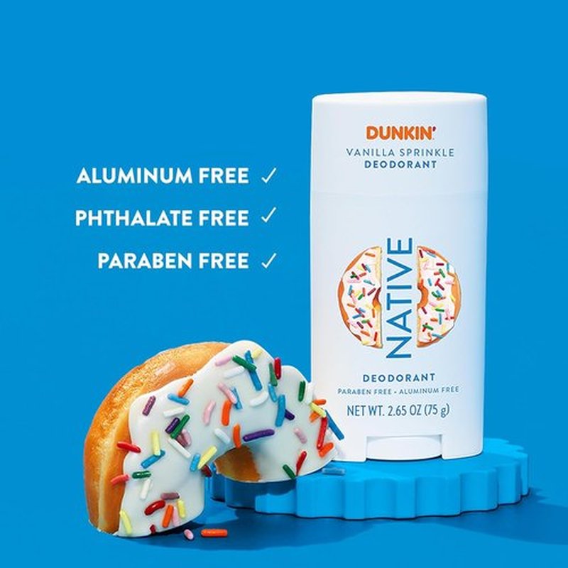 Native Deodorant - Limited Dunkin Donuts Edition | Aluminum-Free, Probiotic Formula | Vanilla Sprinkle 2.65oz