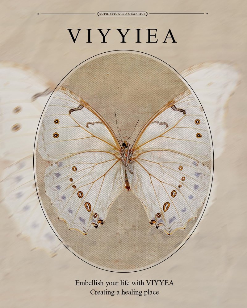 VIYYIEA Glass Gold Framed Wall Art - Vintage White Butterfly Canvas Decor for Home & Office | 13x16 Inch