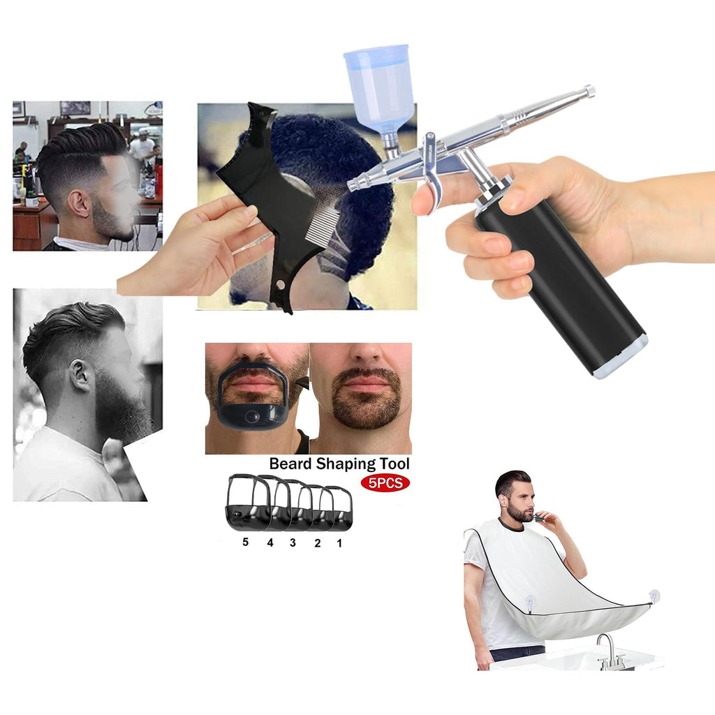 YRHOT Cordless Barber Air Compressor - Airbrush Kit with Compressor, Auto Spray Gun for Precise Hairlines, Beard Paint & Grooming, Salon-Quality Results at Home.