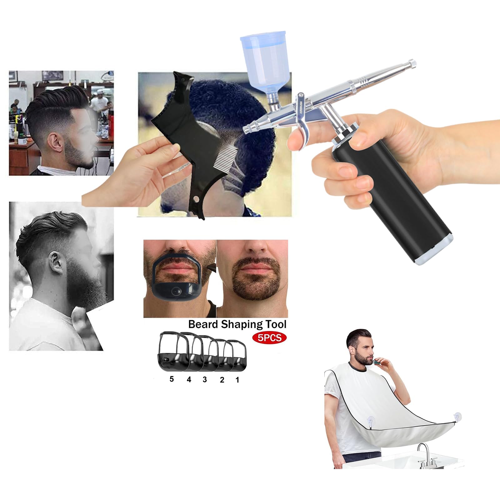 YRHOT Cordless Barber Air Compressor - Airbrush Kit with Compressor, Auto Spray Gun for Precise Hairlines, Beard Paint & Grooming, Salon-Quality Results at Home.