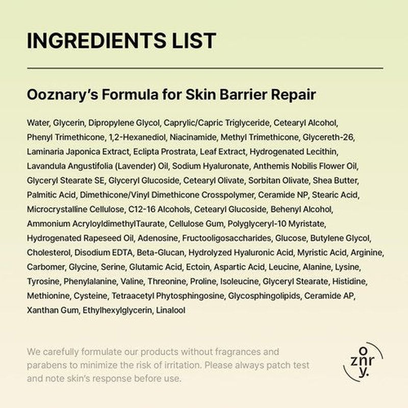 OOZNARY Jet Blue Cream with Ceramide & Shea Butter for Skin Barrier Repair, Korean Moisturizer for Dry Skin 2.7 fl.ozㅣ80ml