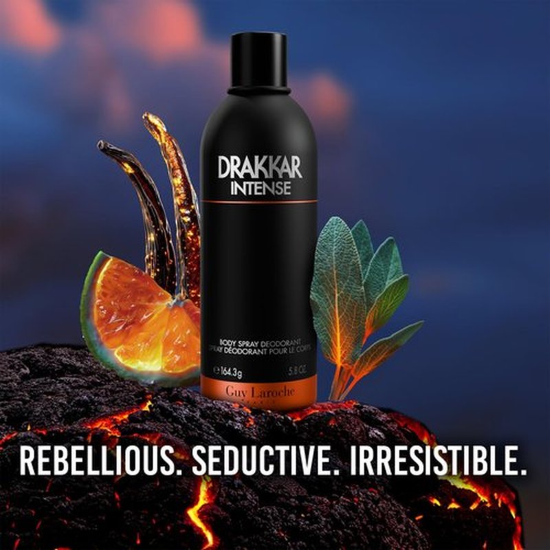 Guy Laroche Drakkar Intense Body Spray - Seductive Ambery Fougere Fragrance | Long-Lasting 5.8 Fl. Oz