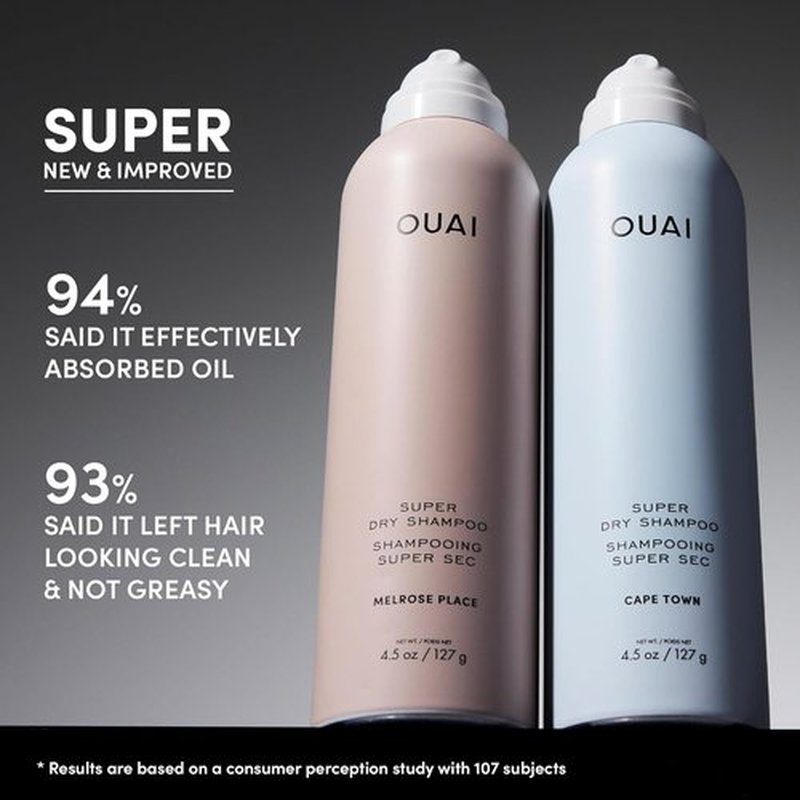 OUAI Super Travel Size Dry Shampoo - Volumizing Formula Absorbs Oil & Dirt - Zero Residue, Cape Town (2 oz)