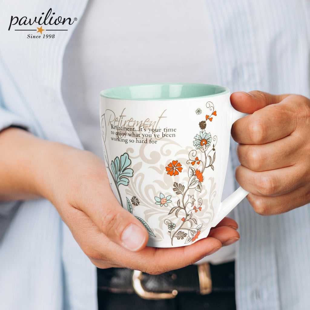 Pavilion Coffee Mugs - Mark My Words Retirement Mug with "Retirement, It's Your Time To Enjoy" Text Design - Ceramic Coffee Cup for Friends, Microwave & Dishwasher Compatible - Multicolor, 20 oz