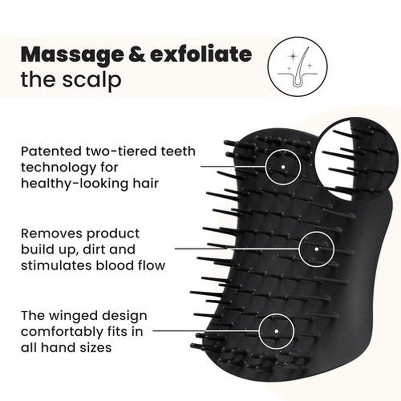 Tangle Teezer Scalp & Shampoo Hairbrush - Exfoliate, Massage & Cleanse for All Hair Types | Onyx Black