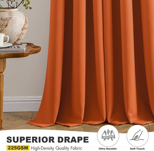 MIULEE Orange Blackout Curtains - Thermal Insulated Room Darkening Drapes | 84 Inches Long, 2 Panels