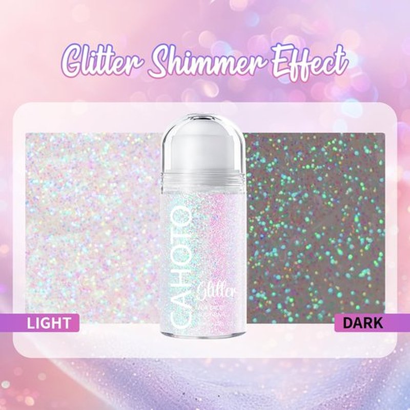 CAHOTO Pastel Rolling Glitter for Face Body & Hair, Sparkling Holographic Shimmer, Roll-on Sequins for Singer Concert Rave Festival Halloween Party Carnival, 1.35fl.oz