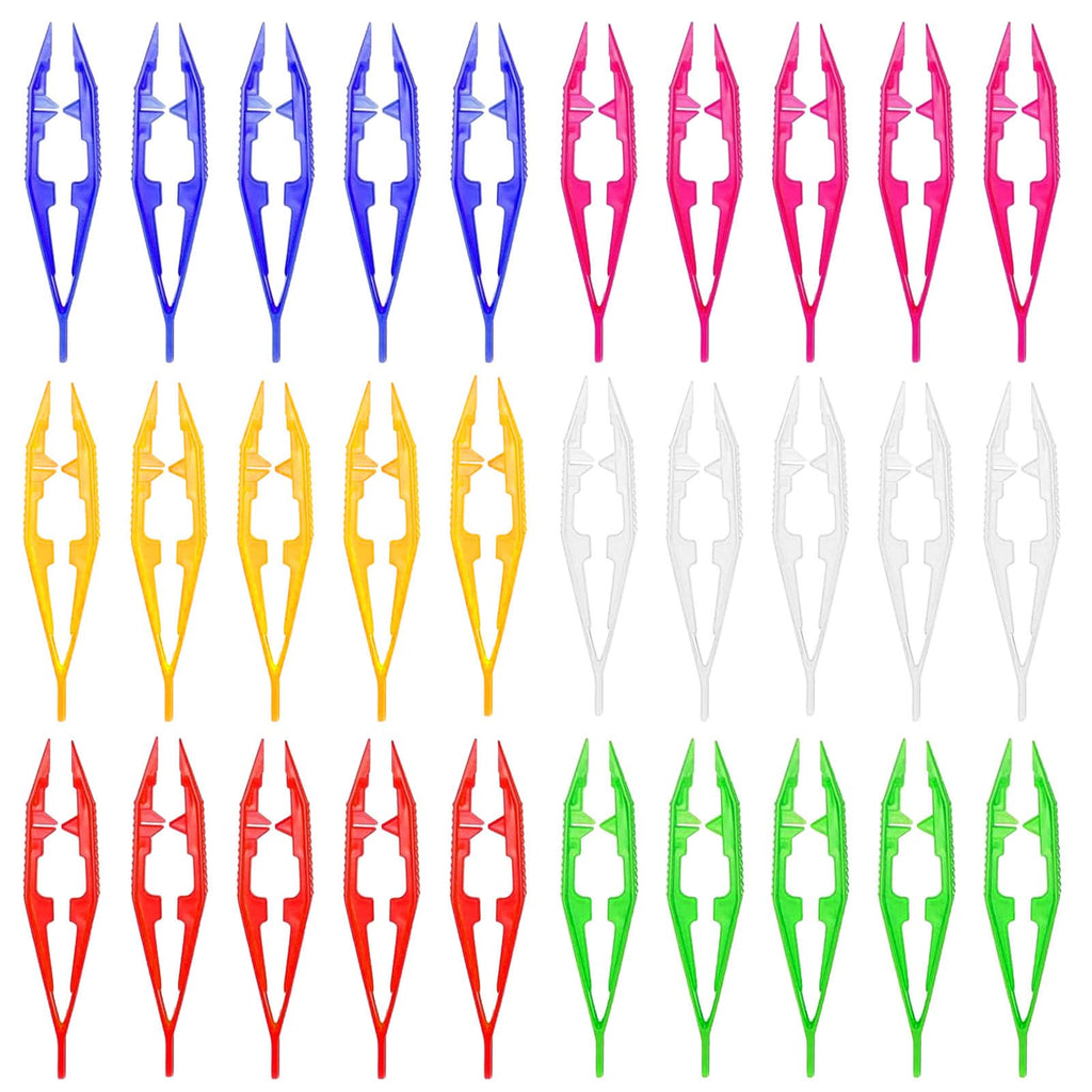 ZIQON 30PCS Plastic Tweezers Beads Tweezers for Dried Flowers Handmade Bead Tweezer Plastic Forceps Craft Tweezer for DIY Bead Jewelry Making Beading Project (30)