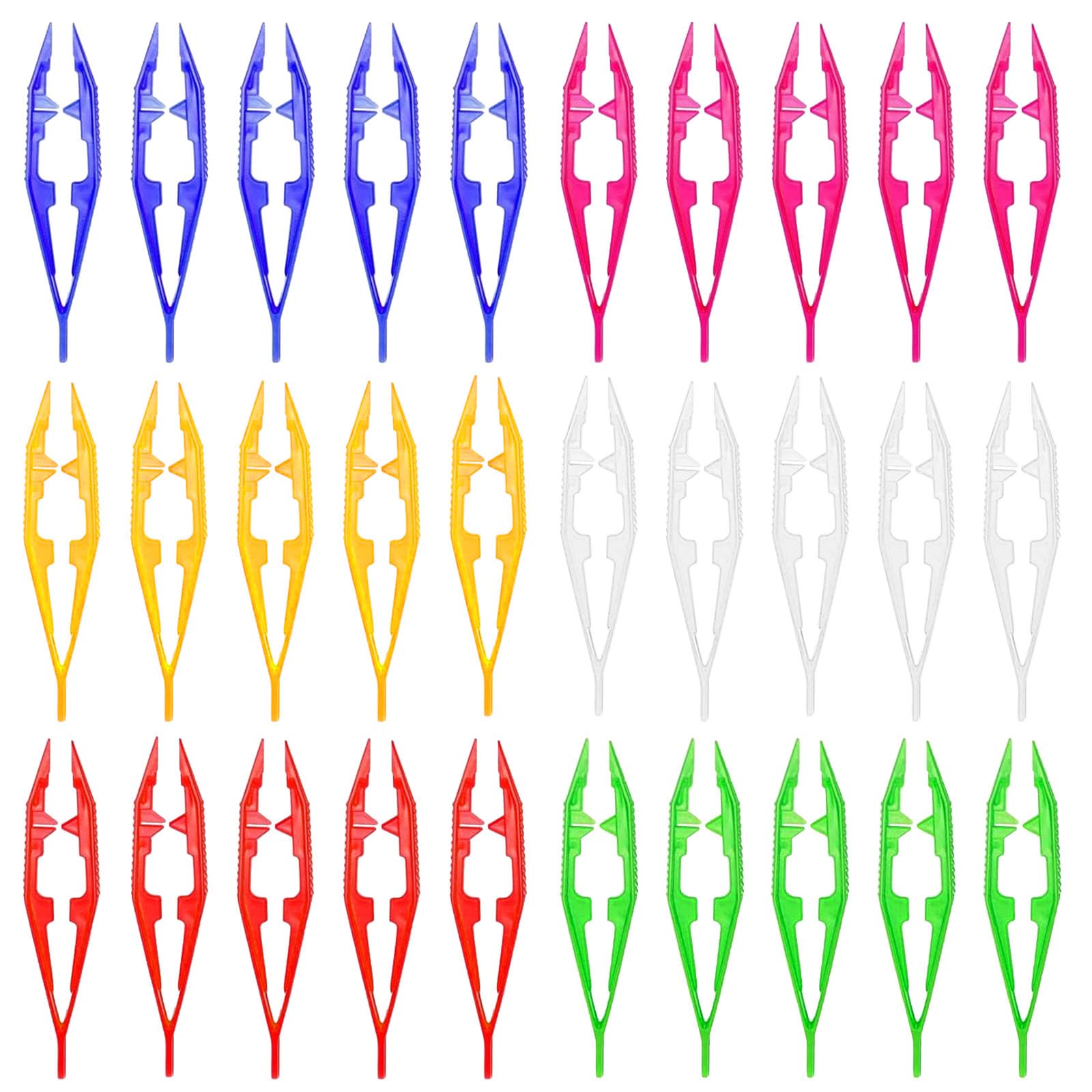 ZIQON 30PCS Plastic Tweezers Beads Tweezers for Dried Flowers Handmade Bead Tweezer Plastic Forceps Craft Tweezer for DIY Bead Jewelry Making Beading Project (30)