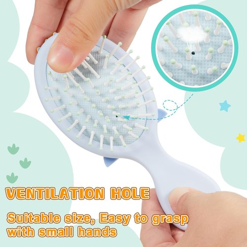 Tessco for you 2 Pcs Toddler Hair Brush for Toddler Boy Kids Ages 2-4+ Comb Brush for Girl Gentle Detangler Gift Wet & Dry Hair Soft Ball-tip Bristle for Sensitive Scalp Travel Spa Party Supply