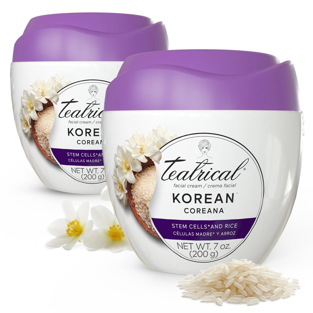 TEATRICAL Korean Facial Cream with Stem Cells and Rice, Face Moisturizer for Women, Korean Skincare Moisturizer for Hydration and Even Tone, Paraben-Free Non-Greasy Formula, 7 oz Pack of 2
