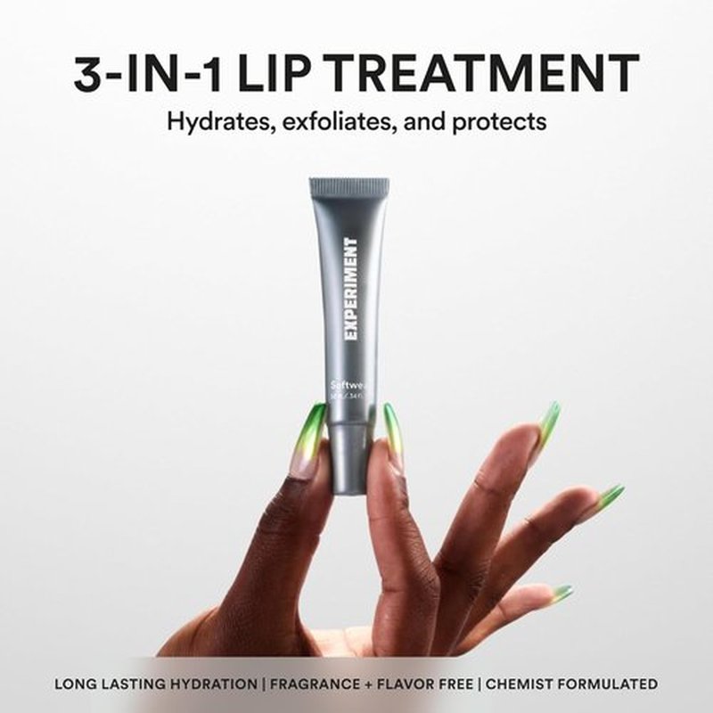 Experiment Softwear Smoothing Lip Treatment Balm - 24HR Hydration with Squalane & Pomegranate - Vegan Formula for Extra Dry Lips - 0.34 FL OZ