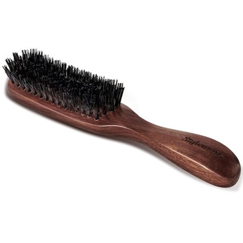 STYLEMATE Hair Brush for Men - Nylon Bristles for Thick Hair | Natural Black Walnut Handle for Smoothing and Styling