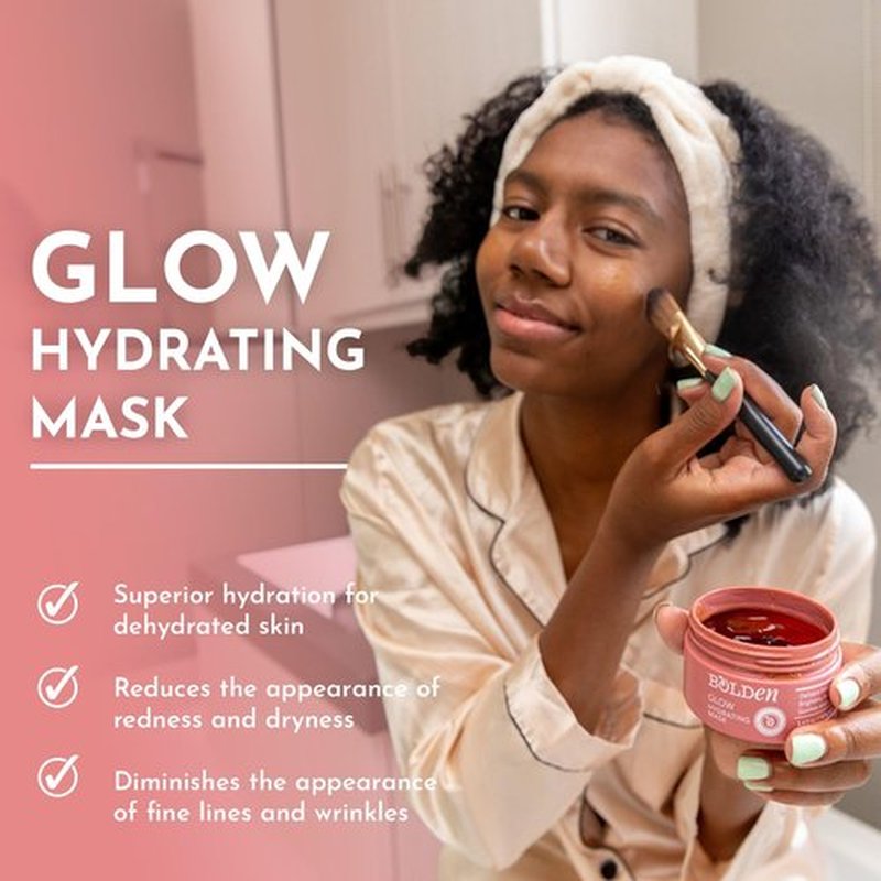 BOLDEN GLOW Hydrating Mask | Deep Moisturizing Facial Mask for Dry Skin | Gently Hydrating Hyaluronic Acid Moisturizer | Non-Comedogenic | 3.4 Fl Oz