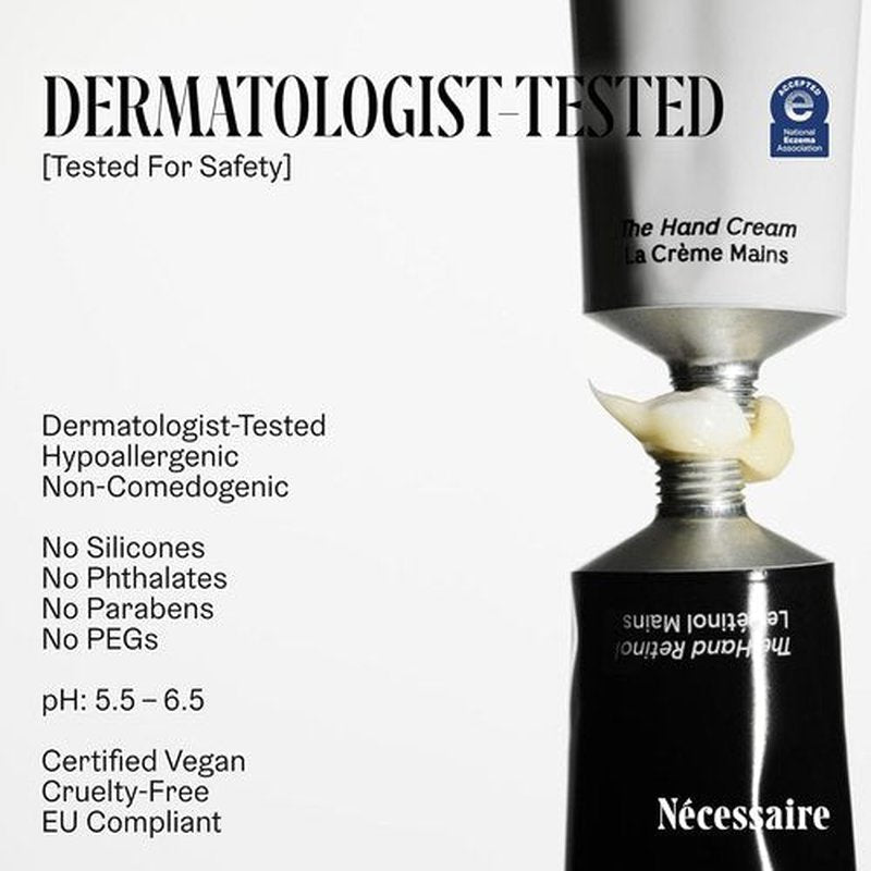 Nécessaire Hand Cream - Fragrance-Free, Fast-Absorbing Formula with 5 Ceramides & Peptides | 2.2 fl oz