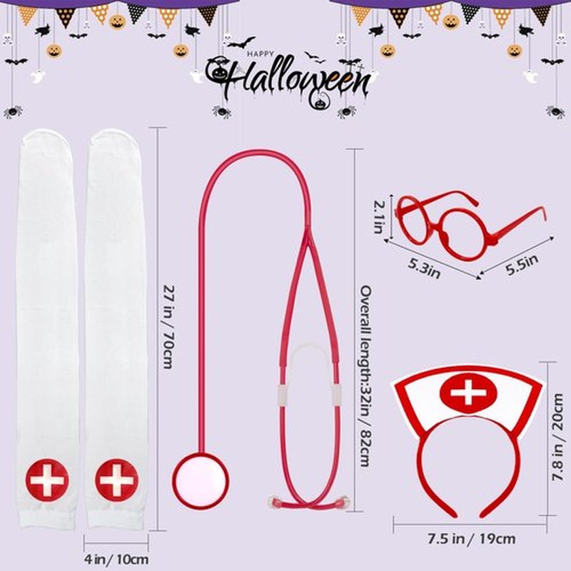QLINLEAF Halloween Nurse Headband Costume Accessories Women for Halloween Nurse Party Cosplay