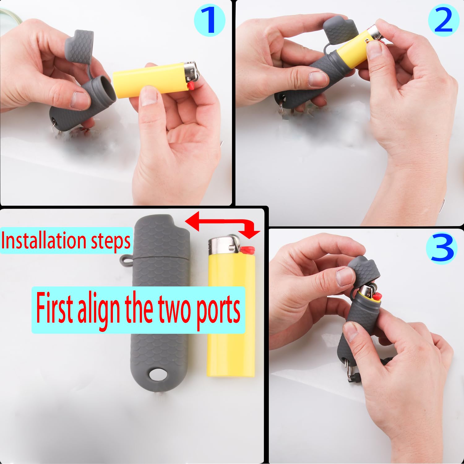 2 Pcs Waterproof Lighter Case Cover Holder for BIC Regular Lighters Sleeve Type J6 Outdoor Survival Multipurpose Seal Lighter Pouchfor Hiking and Camping (Gray)