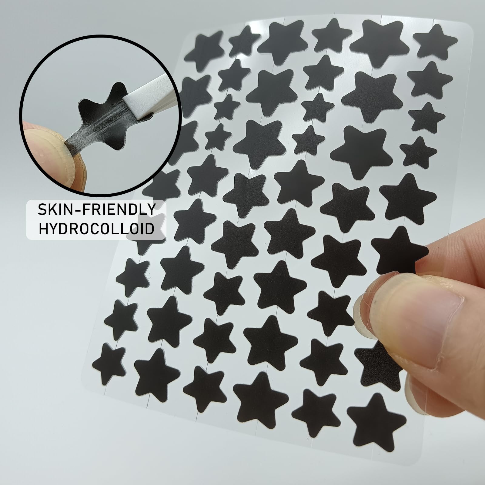 ZHAOLIESM Black Star Pimple Patches for Face, 153 Counts Hydrocolloid Star Acne Patches, Cute Zit Covers for Face, Spot Stickers with Tea Tree, Salicylic Acid and Cica Oil