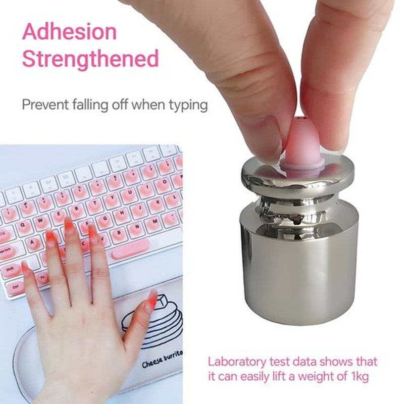 Raised Keyboard Stickers for Long Nails with Letters,Heart-Shaped Reusable Adhesive Protective Type Long Nail Keyboard Stickers for Typing, Gaming & Nail Art (70 Pcs)