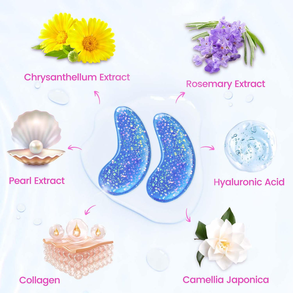 Onespring Eye Masks (8 Pairs) - Travel Essentials - Under Eye Patches for Dark Circles, Puffiness, Fine Lines with Collagen, Revitalises and Refreshes Your Skin, Bridesmaid Gift for Her